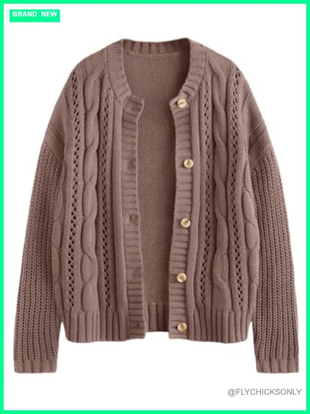 Women's Cable Knit Button Up Cardigan Chunky Crochet Sweater